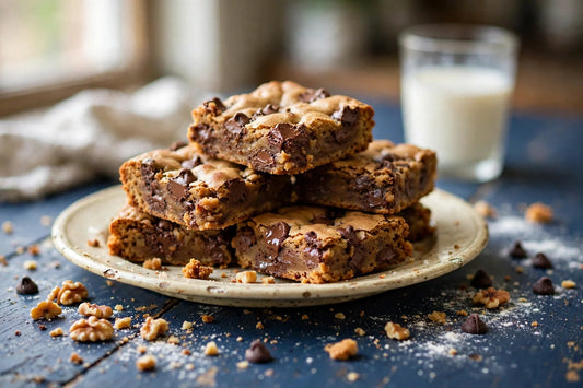 Chewy brown-butter sourdough discard blondies with melty chocolate chips