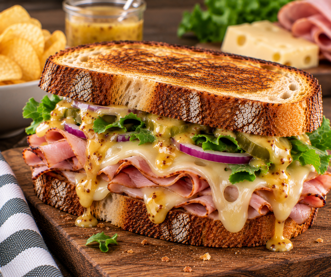 Ham & Swiss Honey Mustard Sourdough Sandwich Recipe
