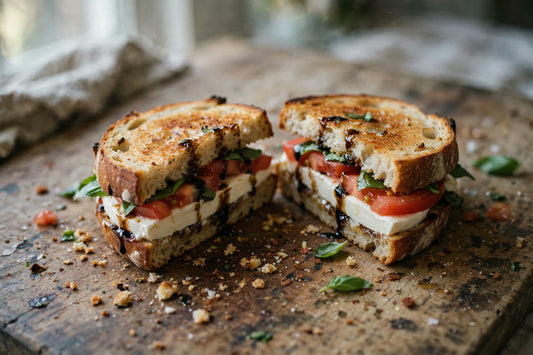 Caprese Sourdough Sandwich Recipe | Mozzarella & Tomato - Squirrelly Girl Starter