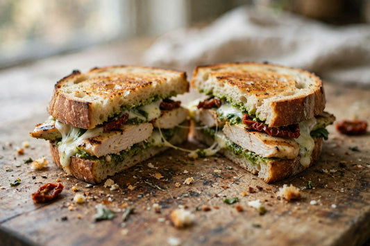 Chicken Pesto Sourdough Sandwich Recipe - Squirrelly Girl Starter