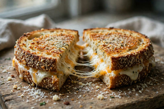 Garlic Parmesan Sourdough Grilled Cheese Recipe - Squirrelly Girl Starter