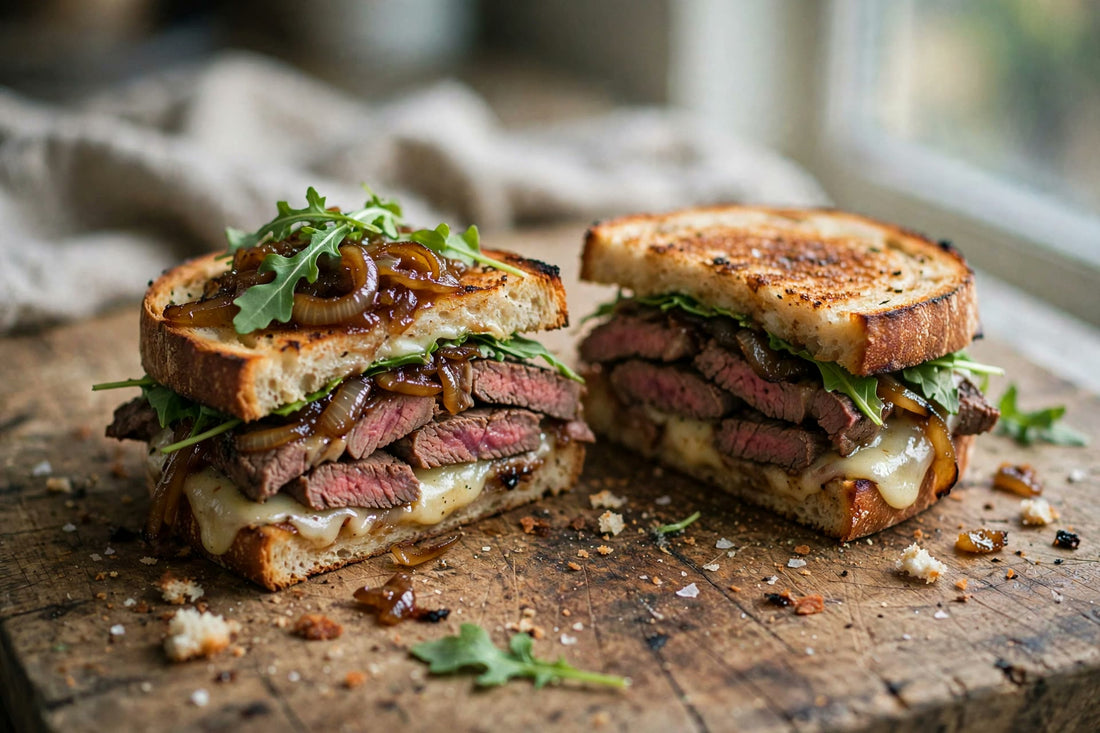 Steak & Caramelized Onion Sourdough Sandwich Recipe - Squirrelly Girl Starter