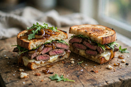 Steak & Caramelized Onion Sourdough Sandwich Recipe - Squirrelly Girl Starter